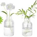 Glasseam Glass Bud Vases for Centerpieces: Modern Small Flower Vase Set of 4 for Home Decor - Clear Mini Table Centerpieces for Minimalist Living Room Shelf Kitchen Wedding Party Decorations