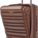 LARVENDER Carry On Luggage 22x14x9 Airline Approved, 20 Inch Expandable PC+ABS Hardside Carry On Luggage with Front Pocket Spinner Wheels TSA Lock for Women Men (Mocha)