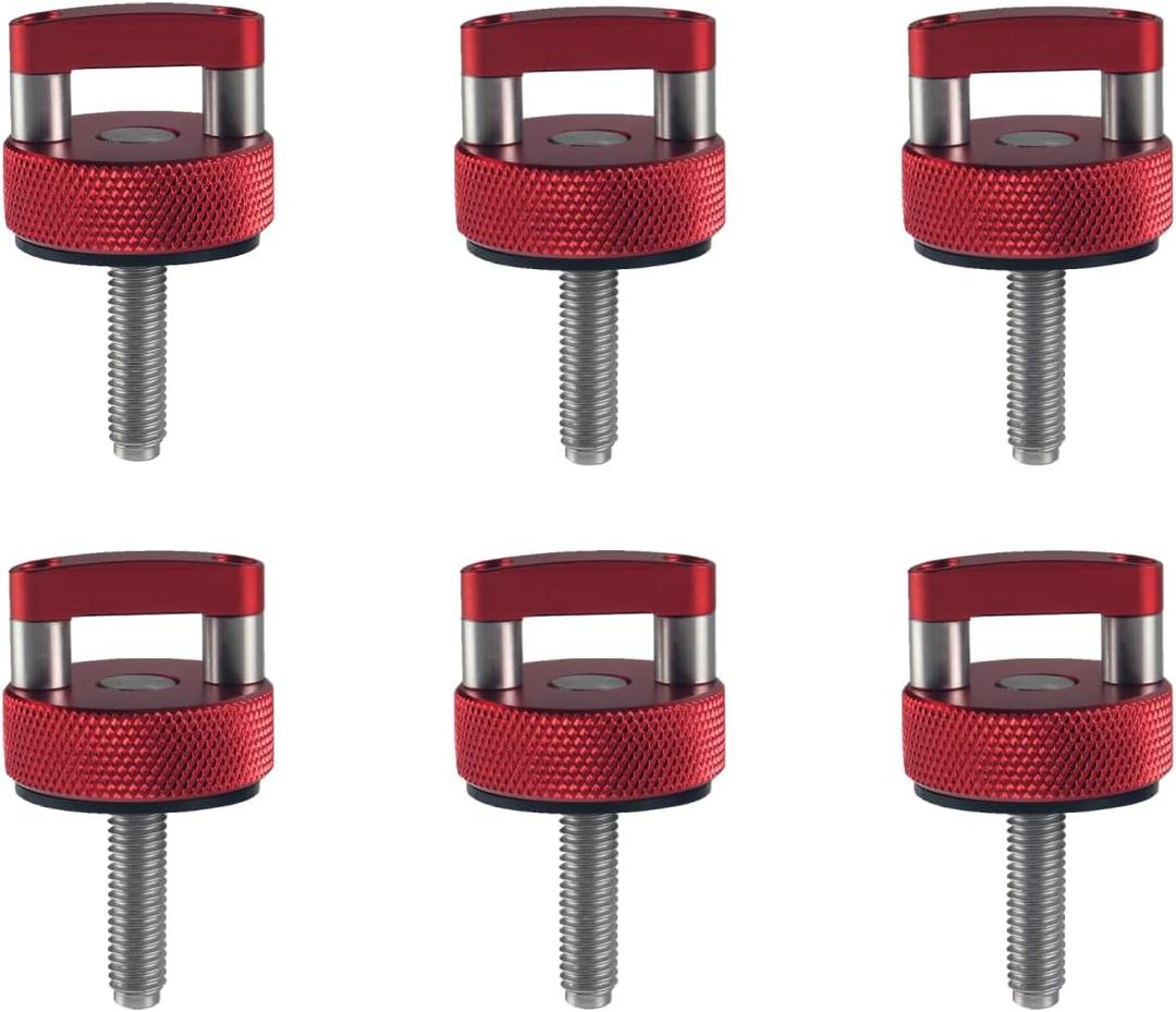 DEWHEL Aluminum Red Hard Top Quick Removal Fastener Thumb Screws W/D-Ring Compatible with Jeep Wrangler JK JKU JL JLU JT