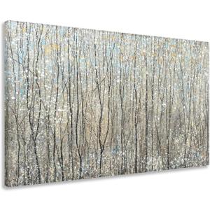 Yihui Arts Abstract Tree Canvas Wall Art - Brown Forest Paintings with Gold Foil - Modern Landscape Pictures for Living Room Bedroom Bathroom Decor