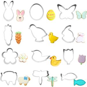 Mini Easter Cookie Cutters,12PCS Stainless Steel Cookie Cutters - Easter Egg,Chick,Butterfly,Flower,Bunny,Carrot,Fish and More