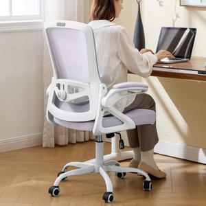 Ergonomic Office Chair, Desk Chair with Adjustable Lumbar Support, Breathable Mesh Comfy Computer Chairs with Flip-up Armrests Executive Task Chair for Adults Home Office(Lavender), Standard