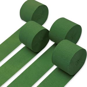 PartyWoo Green Crepe Paper Streamers 4 Rolls 328 ft Pack of Army Dark Green Crepe Paper for Graduation Christmas Jungle Birthday Party Decorations (1.8 Inch x 82 Ft/Roll), Green-13