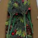 8PCS Artificial Flowers Bouquet Christmas Floral Pine Cones Red Fake Berry Picks Stems Holly Holiday Floral Picks for Xmas Tree Party Decoration DIY Indoor Table Centerpieces