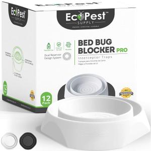 Bed Bug Interceptors  12 Pack | Bed Bug Blocker (Pro) Interceptor Traps | Insect Trap, Monitor, and Detector for Bed Legs (White)