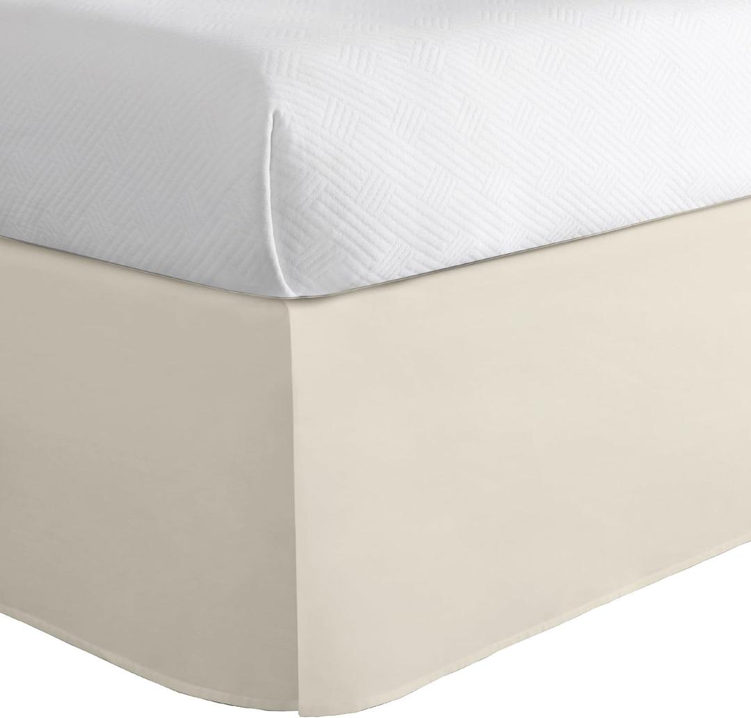 Todays Home Classic Tailored Bed Skirt Dust Ruffle, Cotton Blend Design, 14" Drop Length, Queen, Ivory