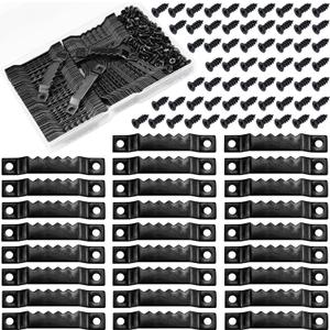 Sawtooth Picture Hangers,100 Pcs Black Steel Photo Frame Hanging Hangers 200 Screws for Wall Clock Paintings Wood Craft Decor Artwork Signs Posters Picture Frame Sketch Hanger,Cross-Stitch (Black)