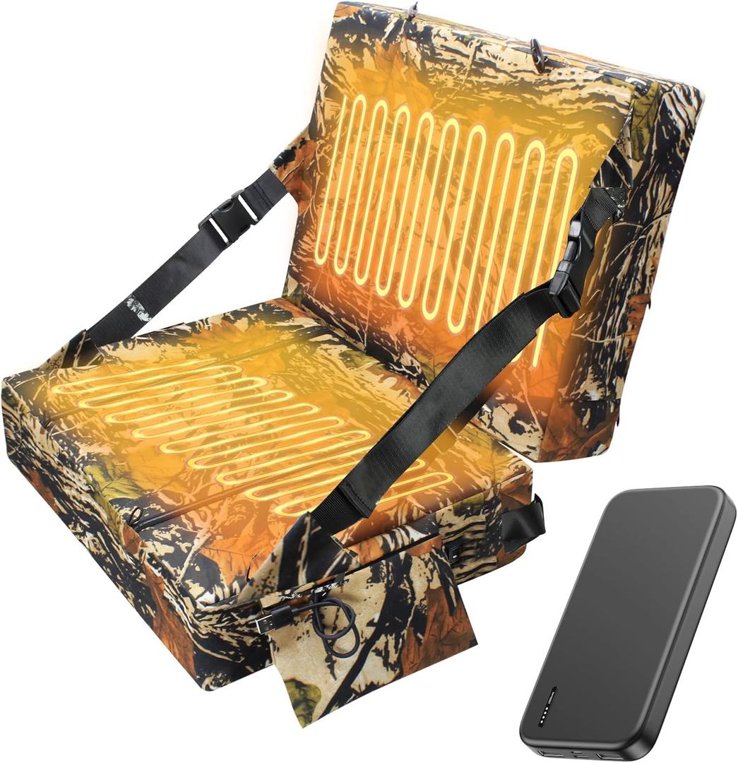 Heated Hunting Pad with 10000 mAh for Power Bank Deer Stand Outdoor Sport (Yellow)