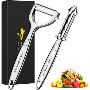 MAD SHARK Ultra Sharp Vegetable Peelers for Kitchen Fruit Apple Potato Peelers,Design with Ergonomic Non-Slip Handle, Y+I Shaped Stainless Steel Serrated(2pc