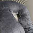 ALLOPERA Pregnancy Pillow, Full Body 57 Inch Maternity Pillow with Removable Washable Cover - Sleep Support for Legs, Back, Neck, Shoulder, HIPS, Belly for Pregnent Women, Black Grey Velvet Cover