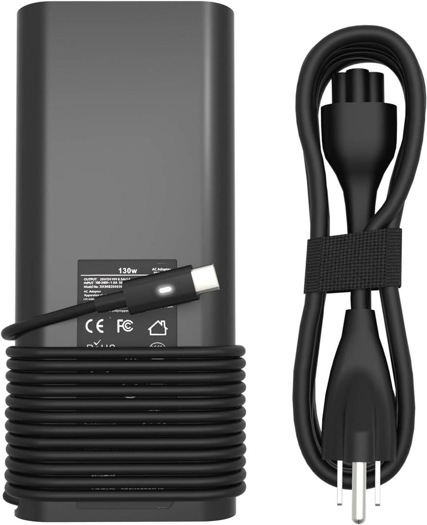 130W AC Adapter for Dell Laptop Charger USB C - Dell Computer Charger for XPS 15 17 9500 9520 9570 9575 9730 9530 Precision 5550 5560 5570 3560 3570 3571 2in1 Latitude 9410 9510 Type C Power Cord