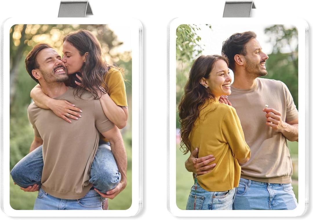 (Set 2) Car Visor Photo Clip Car Gifts for Boyfriend, Husband, Valentines Day Gifts Sun Visor Clip Photo Frame Picture Holder, Drive Safe I Love You Magnet Acrylic Sunvisor for Couple, Men, Women