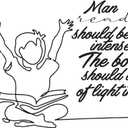 Children Man Reading Man Intensely Alive Adventurous Quote Wall Decal Decoration Cute Little Girl Happy Reading Bookish Book Lover Lasts Years and Easily Removable - Size: 40 in(W) x 20 in(H)
