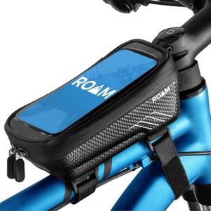 Roam Bike Universal Phone Holder + Waterproof Zipper Storage Case - Fits Smartphones Up To 4" x 7" - Velcro Strap Mounts To Bicycle Frame - Full Touchscreen Capabilities - Black