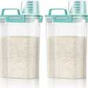 TBMax Rice Container Cereal Storage Container 2 Pack 5 Lbs, Kitchen Pantry Dry Food Storage Holder with Easy-Pouring Spout & Handy Cup, Small Pet Dog Cat Food Dispenser for Daily Feeding -Cyan (Cyan 3+3Qt)