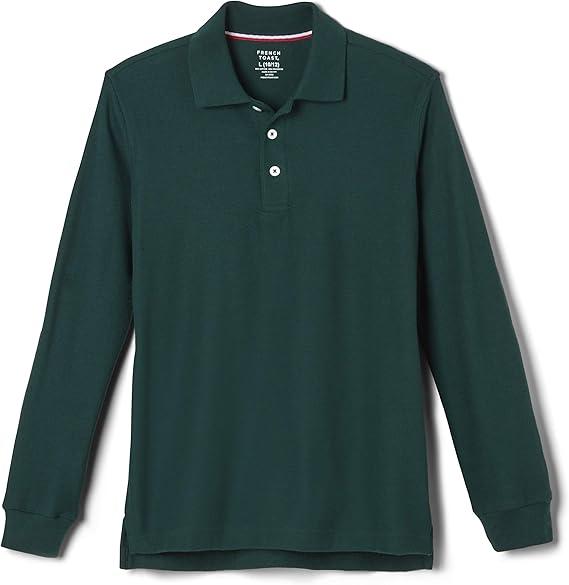 French Toast boys Pique Polo School Uniform Shirt With Long Sleeves for Boys and Girls M(8)