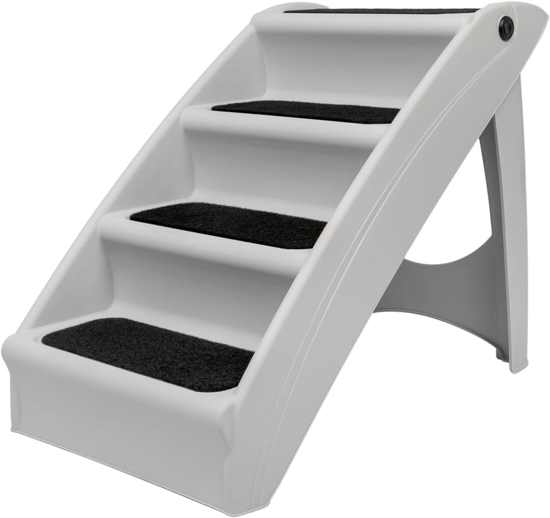 PetSafe CozyUp Folding Dog Stairs, Portable Indoor/Outdoor Pet Steps for Bed, Couch & Car, Grey, 25 Inch