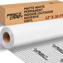 Frisco Craft Matte White Permanent Vinyl Roll - Permanent Outdoor Vinyl, Water & Weather-Resistant with Siliconized Backing - Adhesive White (12" x 30ft)