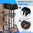 Fishing Rod Holders for Garage Holds Up To 10 Rods, 360 Degree Rotating Fishing Pole Holder, Tackle Storage Cart Fishing Gear and Equipment Organizers, Fishing Gifts for Men Women (Black)