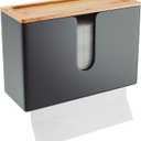 NATURE SUPPLIES Bamboo Paper Towel Dispenser with Removable Top Tray for Bathroom and Kitchen, Wall Mount and Countertop Multifold, C-Fold, Z-Fold, Tri-Fold Hand Towel Holder for Commercial Use, Black