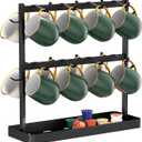 Coffee Mug Holder for Countertop 20 Hooks Mug Tree Rack 2 Tier Counter Cups Mugs Display Stand with Heavy Duty Metal Storage Base for K Cup Kitchen Tea Coffee Bar
