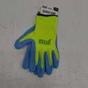 MUD Super Grip Latex Coated Palm Garden Work Gloves, Water Resistant, Polyester Knit Shell, Elastic Knit Wrist, Lime Green/Blue, Large 