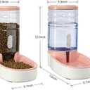 Automatic Dog Cat Feeder and Water Dispenser Gravity Food Feeder and Waterer Set with Pet Food Bowl for Small Medium Dog Puppy Kitten, Large Capacity 1 Gallon x 2(Pink)