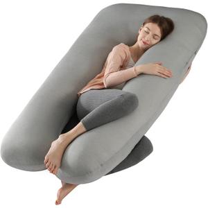 Amagoing Cooling Pregnancy Pillow for Sleeping, 55 inch U Shaped Full Body Maternity Pillow Support for Back, Hip, Belly, Legs for Pregnant Women, Removable Cooling Cover, Pregnant Women Must Have