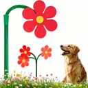 Crazy Daisy Sprinkler 360 Rotating Dancing Sunflower Water Sprinkler for Lawn, Garden & Yard Watering, Outdoor Play Sprinkler for Dogs (Red)