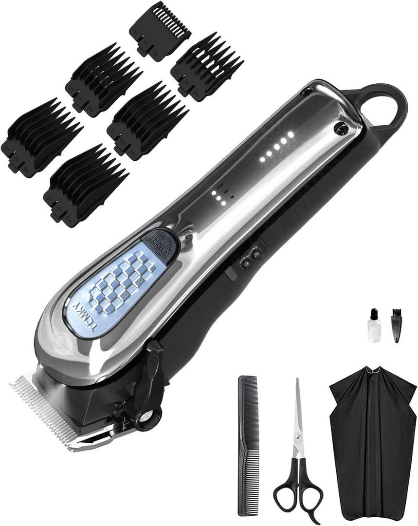 TCMKY Hair Clippers for Men Cordless&Corded Barber Clippers for Hair Cutting & Grooming Professional Hair Trimmer for Men Rechargeable Hair Trimmer Kit for Household (Silvery)