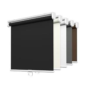LazBlinds No Tools No Drill Cordless Roller Shades, 100% Blackout Roller Blinds for Windows, Thermal Insulated UV Protection Waterproof Roll Up Window Blinds and Shades, 29'' W x 48'' H, Black