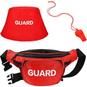 Tarpop Costume Set Including Red Bucket Hat, Fanny Pack, and Whistle with Lanyard for Cosplay Party