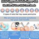 Electric Nail Clipper, 4-in-1 Rechargeable Automatic Nail Clipper Set with 3 Speed Gears/Nail File/Polishing/Trimmer/LED Light, Safe Smart Nail Clippers for for Baby, Kids, Adult and Seniors, White