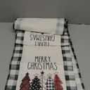 Artoid Mode Waterclor Buffalo Plaid Christmas Trees Merry Xmas Table Runner, Seasonal Winter Holiday Kitchen Dining Table Decoration for Indoor Outdoor Home Party Decor 13 x 120 Inch (Multi Color)