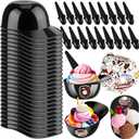 MEEZY 50 Set Baseball Helmet Ice Cream Bowls with 25 Mini Dessert Cups and 25 Spoons, 8oz Reusable Baseball Cap Snack Dessert Cup Bowls Baseball Party Favors for Kids Sports Birthday Party Supplies