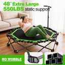 48" Foldable Mini Trampoline, 550lb Capacity Rebounder with Adjustable T-Bar for Adults, Home Gym Fitness Equipment (Black Green)