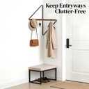 Corner Coat Rack - Metal & Wood Wall Mounted Coat Hanger, Space-Saving 90-Degree Corner Shelf for Entryway, Bedroom, Hallway, Bathroom - Sturdy Floating Clothes Rack (Large size)