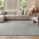 Bedsure 5x7 Faux Wool Area Rugs for Living Room, Machine Washable Carpet, Non-Slip Backing, Pet Friendly Throw Rug for Bedroom Dining Room, Gray