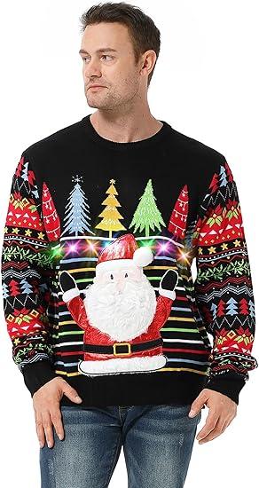 Ugly Christmas Sweater for Men, Hooded Unisex Women Xmas Hoodie Pullover for Party Festive Party, S