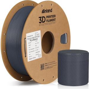 Inland PLA Basics Filament 1.75mm, 1kg Spool  Dimensional Accuracy 0.02mm, Neatly Wound, Fits Most FDM 3D Printers (Gray, 1 Pack)