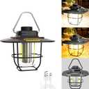 Rechargeable LED Outdoor Camping Light, Multifunctional Portable Horse Light, Rotating Adjustable Brightness and Lighting, Warm White Yellow Light and Amber.