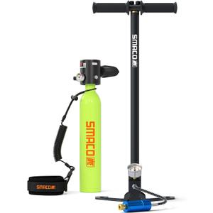 SMACO Mini Scuba Tank 0.5L Portable Small Diving Tank for Underwater Breathing Reusable Diving Cylinder Lung Air Tank for Emergency Rescue Boat Cleaning Backup Air Source Pony Bottle S300