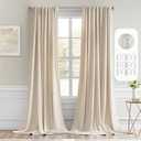 MIULEE Back Tab Cream Beige Curtains 105 Inch Long 2 Panels Set for Living Room Bedroom, Ivory Rod Pocket/Pinch Pleated Light Blocking Thermal Insulated Room Darkening Floor to Ceiling Blackout Drapes