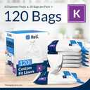 Reli. SuperFit Code K (120 Count) | Compatible with Simplehuman Code K | Dispenser Pack Custom Fit Liners | Drawstring Trash Bags | 35-45 Liter / 9-12 Gallon | White