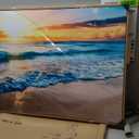 MHARTK66 Large Canvas Wall Art For Living Room Wood Framed Wall Decor For Bedroom Blue Beach Seascape Wall Paintings Modern Office Decorations Home Decor Poster Artwork Ready to Hang Wall Pictures (60"L x 30"W)