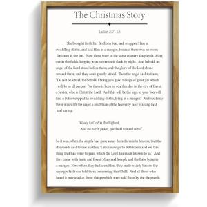 LITIVY The Christmas Story Farmhouse Scripture Wall Decor Christmas Framed Wall Art 17" x 13" Bible Verse Xmas Sign Home Decor For Mantel,Dining room, Office(Brown, 13 x 17 In)