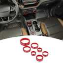for Bronco Sport AC/Radio/Headlight Knob Cover Trim Ring for Ford Bronco Sport 2021 2022 2023 Red Interior Accessories 7pcs