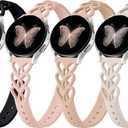 Wepro 20mm Thin Braided Silicone Band: for Samsung Watch Bands Women for Galaxy Watch 7 6 5 4 FE 40mm 44mm 6 4 Classic 43mm 47mm 42mm 46mm 5 Pro 45mm 3 41mm Active 2, Slim Heart Lace Breathable Strap (Black/Pink/Milk Tea/Starlight)