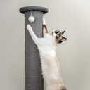 Kitty City Tall Sisal Cat Scratching Post, 32 Durable Scratcher with Sturdy Base & Hanging Jingle Toy, Easy Assembly, Furniture Protection for Indoor Cats - Gray