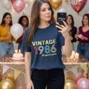 FYAPHION Vintage 1986 T Shirts for Women 40th Birthday Gifts Born in 1986 Tshirt Retro Casual Short Sleeve Tee Tops (Pink, XL)
